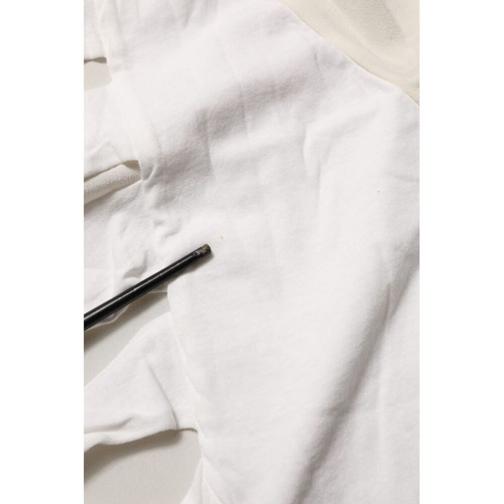 PINKO Off White Silk Sheer Round Neck Short Sleeves Blouse Women's Top
